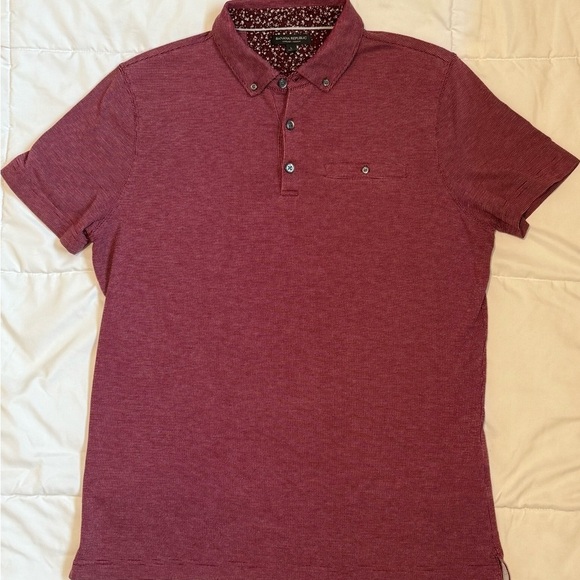 Banana Republic Luxury Touch Polo Shirt L Burgundy Maroon Soft Pima Cotton - Picture 4 of 9